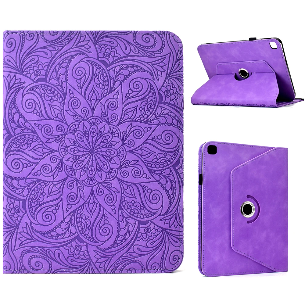 Leather Case for iPad 10.2 (2020) / (2019) / iPad Air 10.5 inch (2019) / Pro 10.5-inch (2017) Card Slots Rotary Stand Mandala Fl