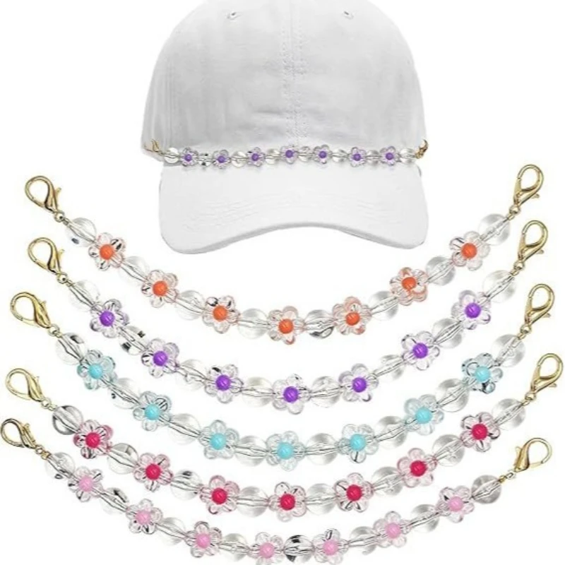 Fashion Flower Pendant Chain for Hat Accessories European Style Crystal Rhinestone Decor