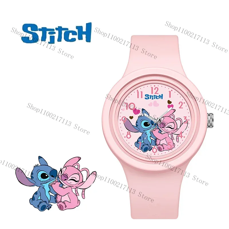 Nuovo orologio per bambini Disney Stitch personaggio dei cartoni animati cinturino in silicone rotondo orologio digitale analogico ragazzi ragazze giocattoli per bambini regali di compleanno