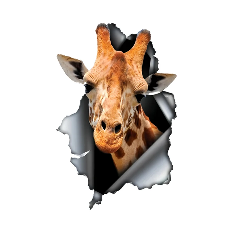 DK514# 3D Giraffe Break the Wall Car Sticker, Waterproof Vinyl Material Accessories, Interesting For Cars, Trucks, Motorcycles,