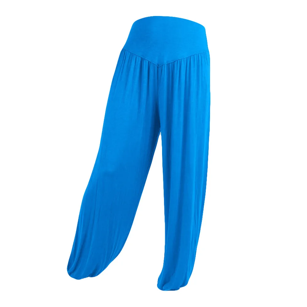 Female Elastic High Waist Loose Casual Cotton Comfortable And Breathable Colorful Yoga Sports Dance Thin Pleated Harlen Pants