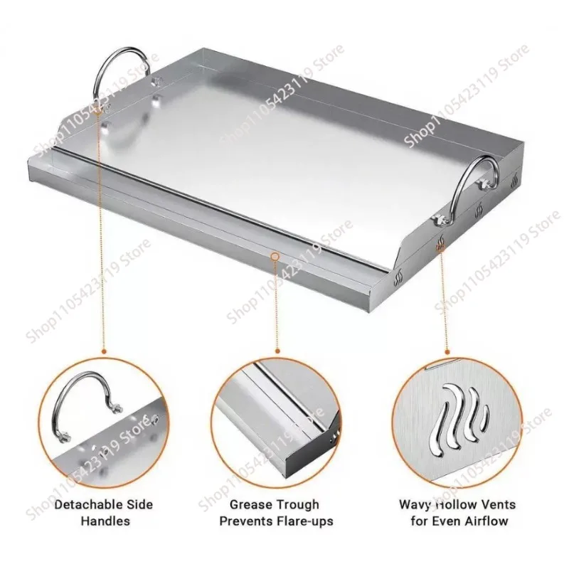 Stainless Steel Griddle BBQ Tool for Camping Grills Tailgating Outdoor Cooking Flat Top Plate Insert
