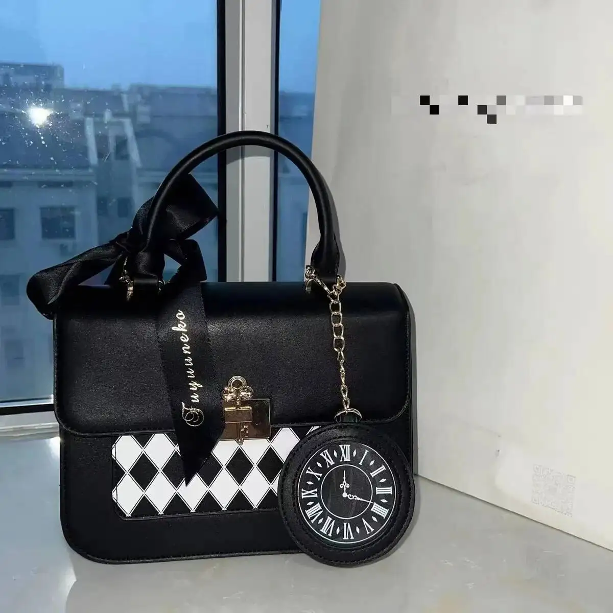 Bloom haruku jk mensageiro feminino 2023 novo doce padrão rhombic casual mão senhoras vintage fada núcleo crossbody saco