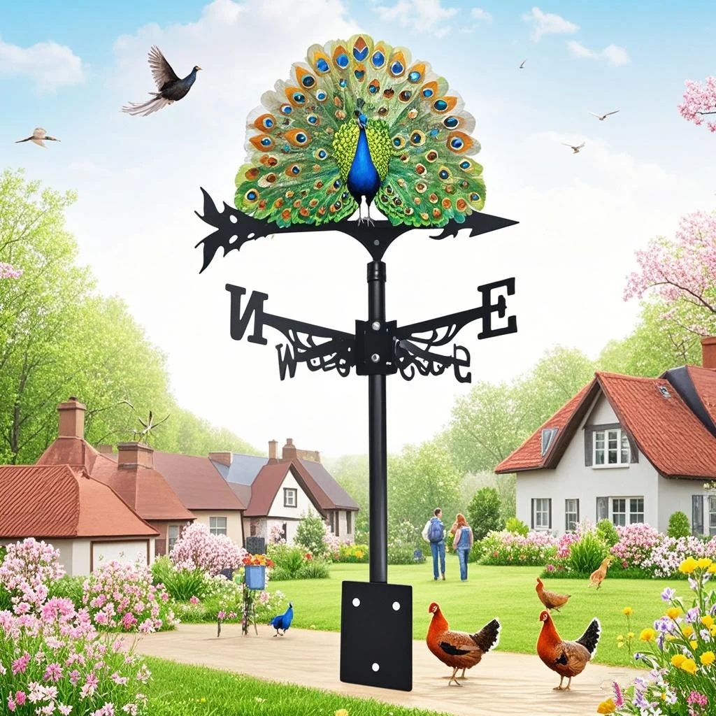 3D Stereoscopic Weathervane Colorful Rooster Wind Vane ,Roof Decoration,Outdoor Railings Decorative Items,Festival Home Products
