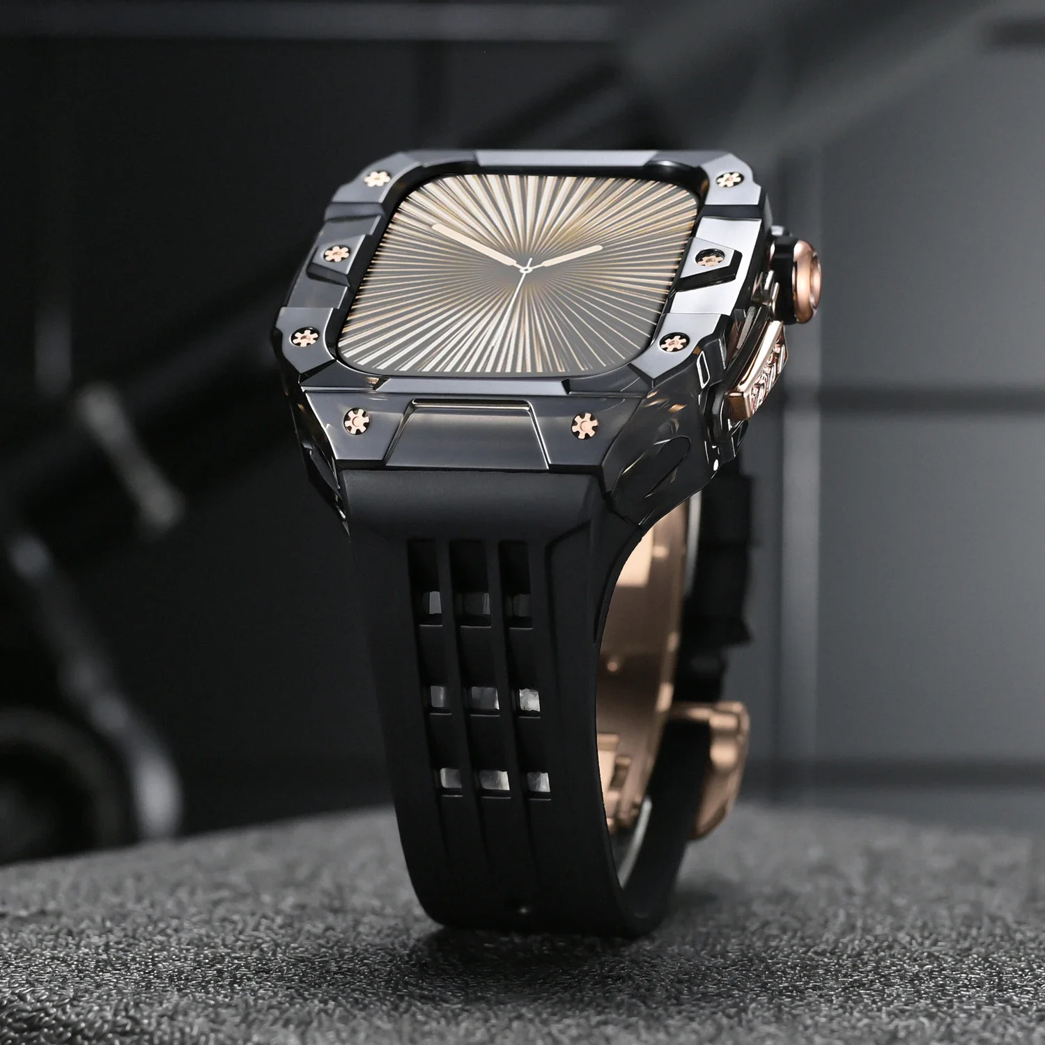 Kit di modifica in stile ghiacciaio di lusso per Apple Watch S10 46mm Bazel trasparente per IWatch Series10 Accessorio cinturino in caucciù da 46 mm