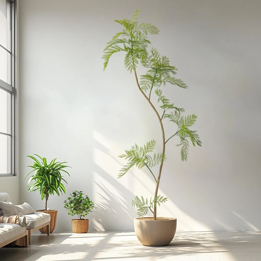 

7.2FT Artificial Tree, Fake Purple Catalpa Tree, Artificial Tall Tree, Realistic Green Leaves, Large Plants, Indoor Fake Tree