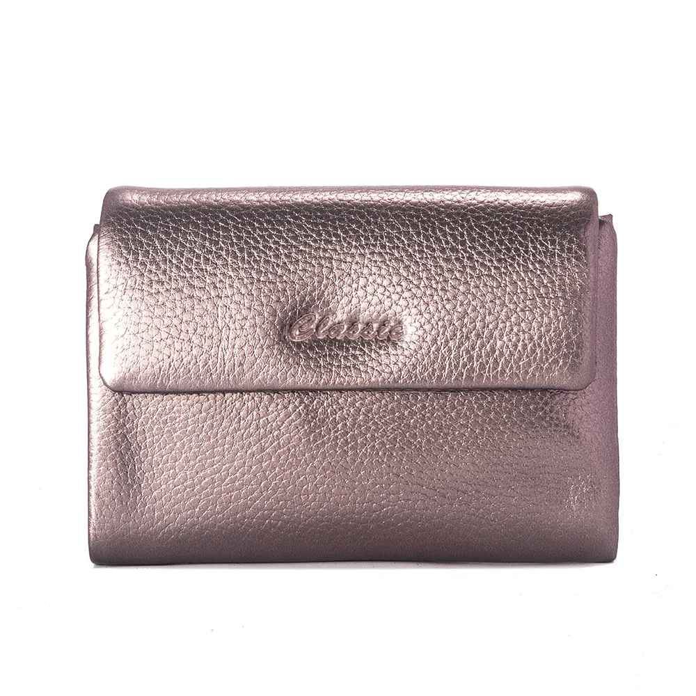 Dompet Kulit Asli Pendek Wanita Dompet Kulit Sapi Asli Lembut Modis Wanita Tas Clutch Kulit Sapi Tempat Kartu dengan Kotak Hadiah