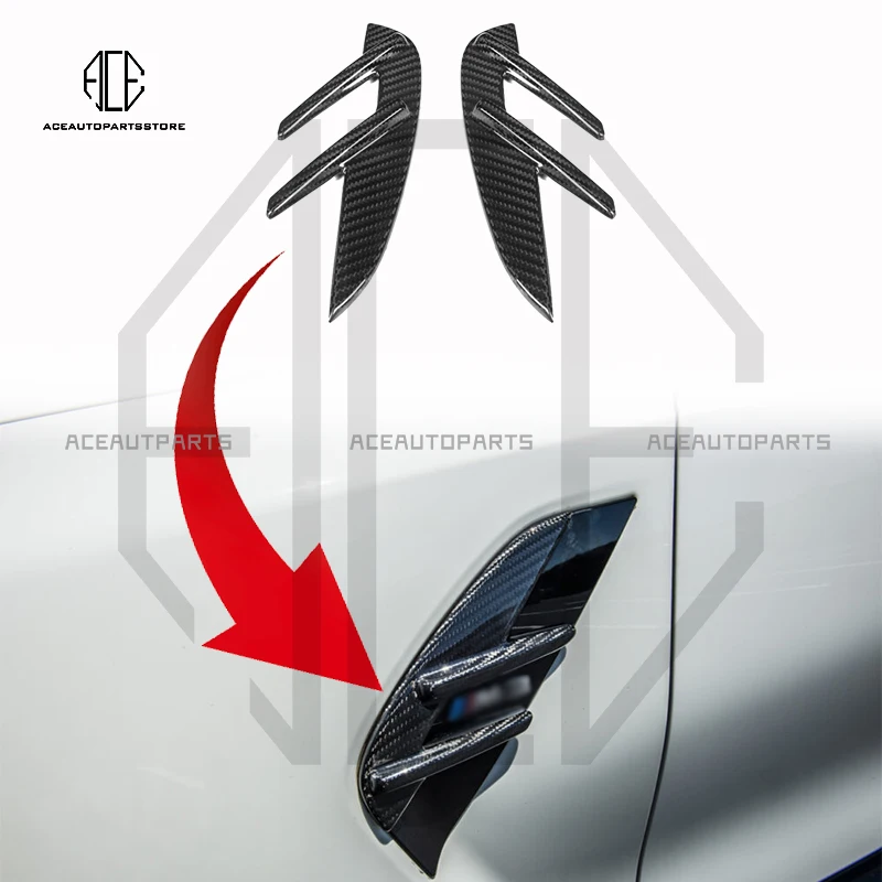 

Dry Carbon Fiber Front Bumper Side Fender Fog Lamp Air Vent Cover Trim Car OEM Styling 3M Paste For BMW M3 M4 G80 G82 G83