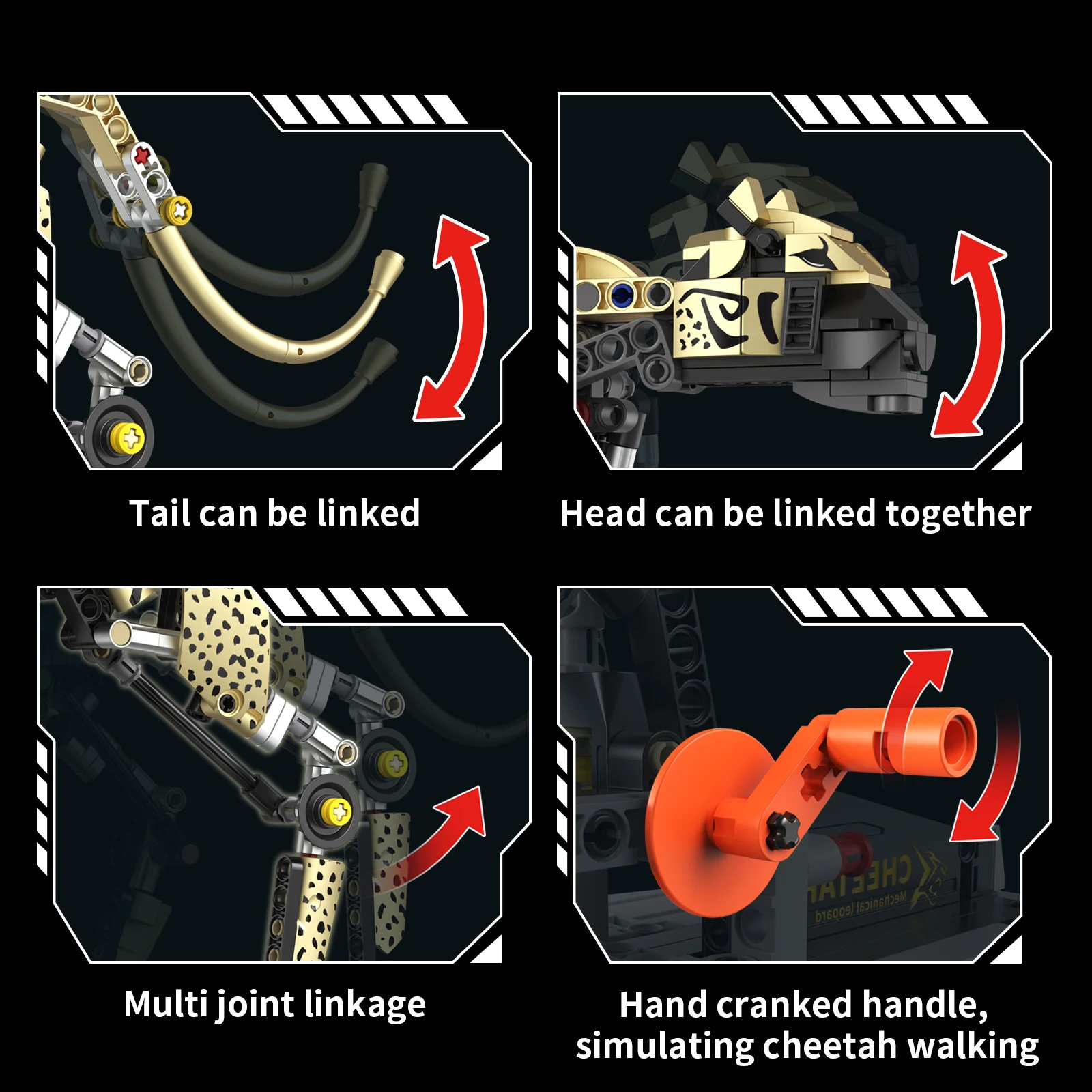 ตัวต่อเชีทีห์กลไก 700 ชิ้น แบบจำลองสัตว์ ข้อต่อเชื่อมต่อ ของตกแต่ง ของเล่นประกอบสร้างสรรค์ ของขวัญวันหยุดสำหรับเด็กผู้ชาย