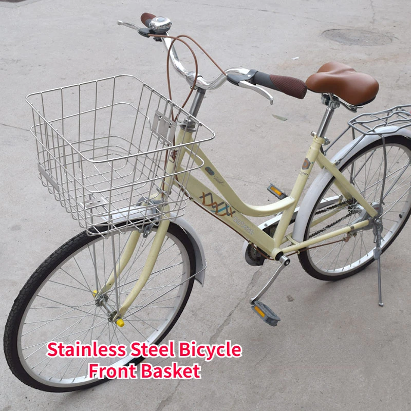 Stainless Steel 16/20/24/26/27/28in Bicycle Basket Electric Vehicle Front Basket Can Carry Pets Folding Bicycle Storage Basket