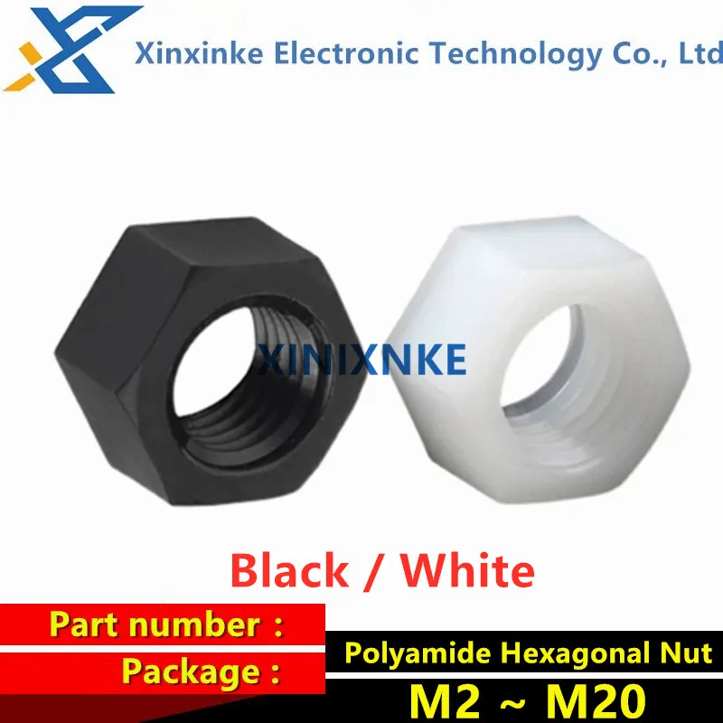 1000/100PCS Polyamide Hexagonal Nut Insulating Plastic Cap M2/M2.5/M3/M4/M5~M20 Black/White Plastic Locking Mechanism