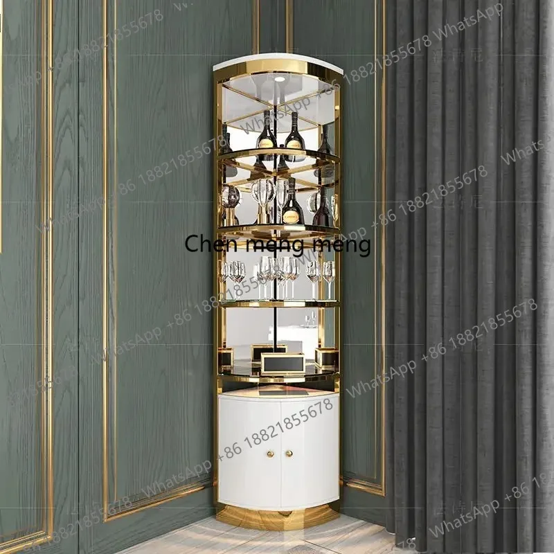 New Arrival Stainless Steel Customized Wine Rack Display Sideboard Cabinet Glass Opening