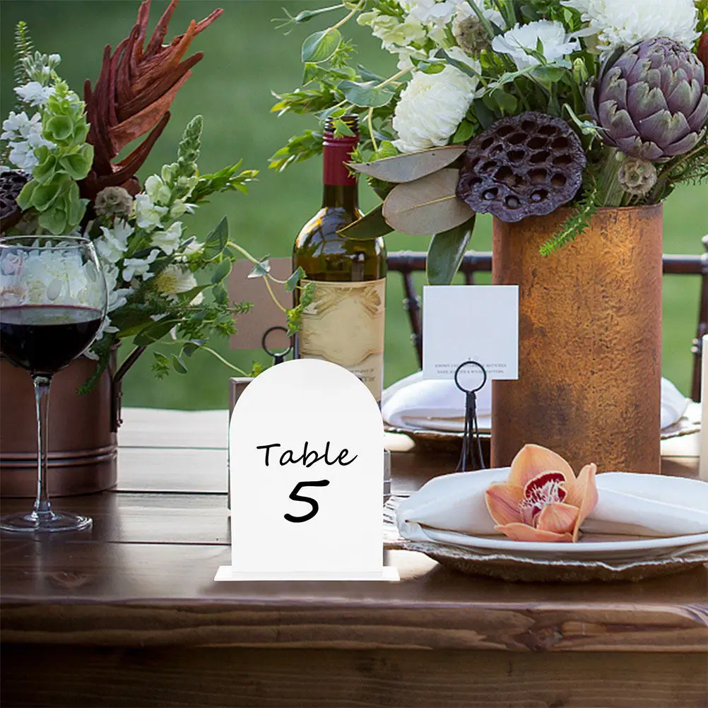 2Sets Clear Acrylic Wedding Table Numbers Elegant Reception Table Signs Seating Chart Centerpieces Food Signs for Buffet - view 2