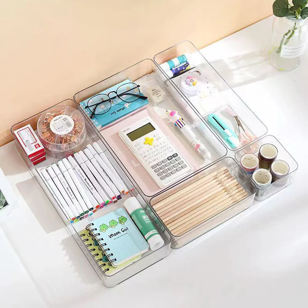 13/25 Pcs Versatile Drawer Organizer Set - Clear Plastic Trays And Dividers In 4 Sizes For Perfect Makeup And Kitchen Storage