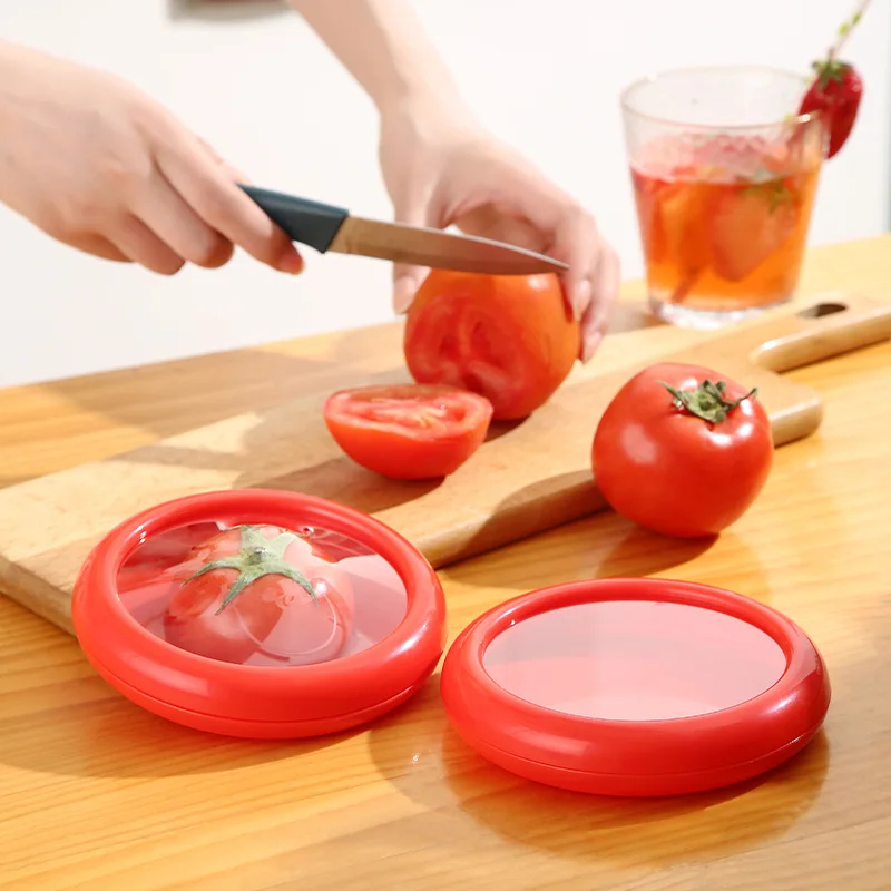 Halve Tomatoes Keeping Crisper Kitchen Transparent Food Fresh-keeping Box Fruit Vegetable Container Storage Box Kitchen Supplies