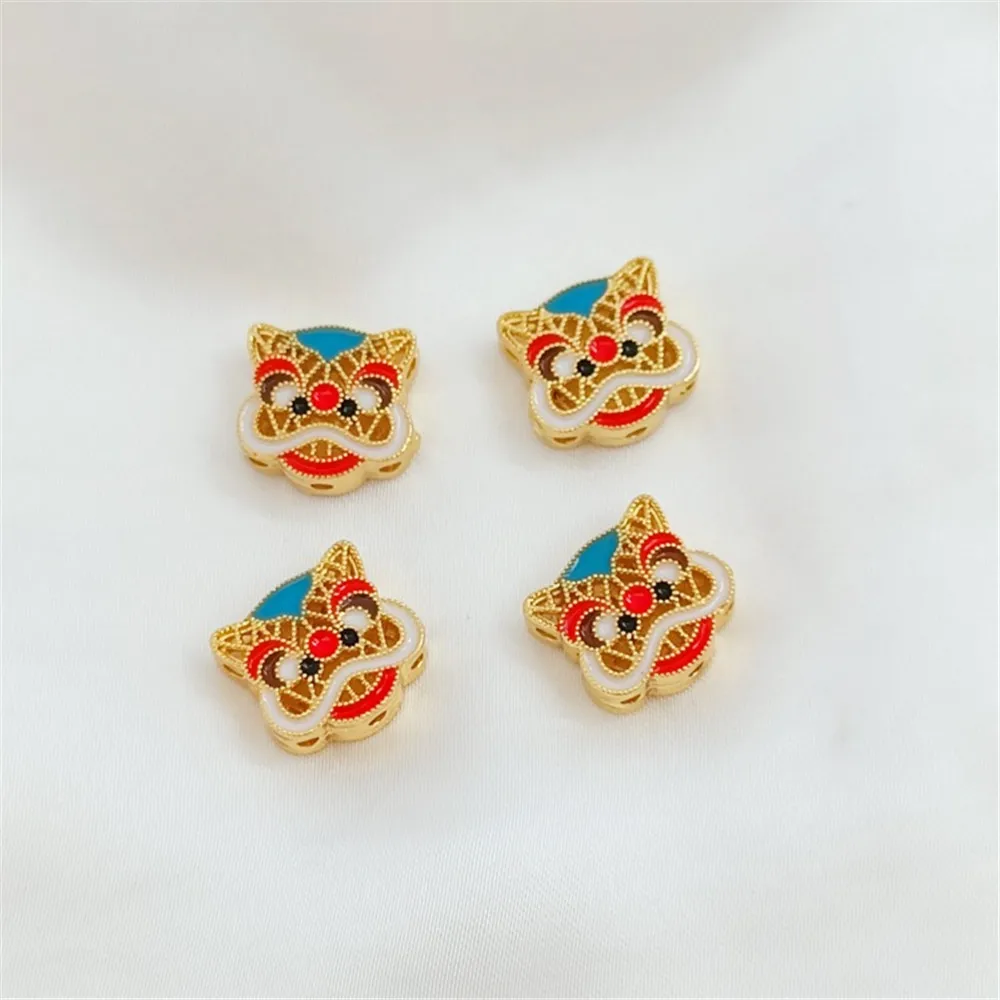 18K Gold-plated Zirconium-inlaid Oil-dripping Red Festive Peach Blossom Chinese Knot Lotus with Hollowed-out Beaded Ornaments view 6