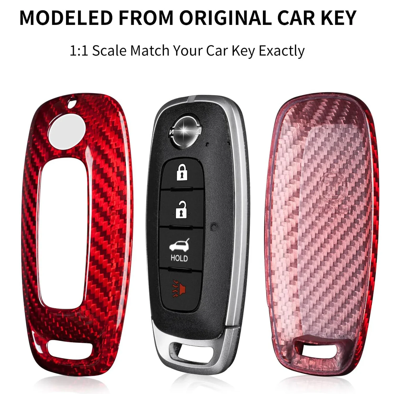 Key Cover For Nissan Real Carbon Fiber Key Shell Keychain For Nissan 3/4/5 Button 2024 Pathfinder Rouge 4Runner Key Protector