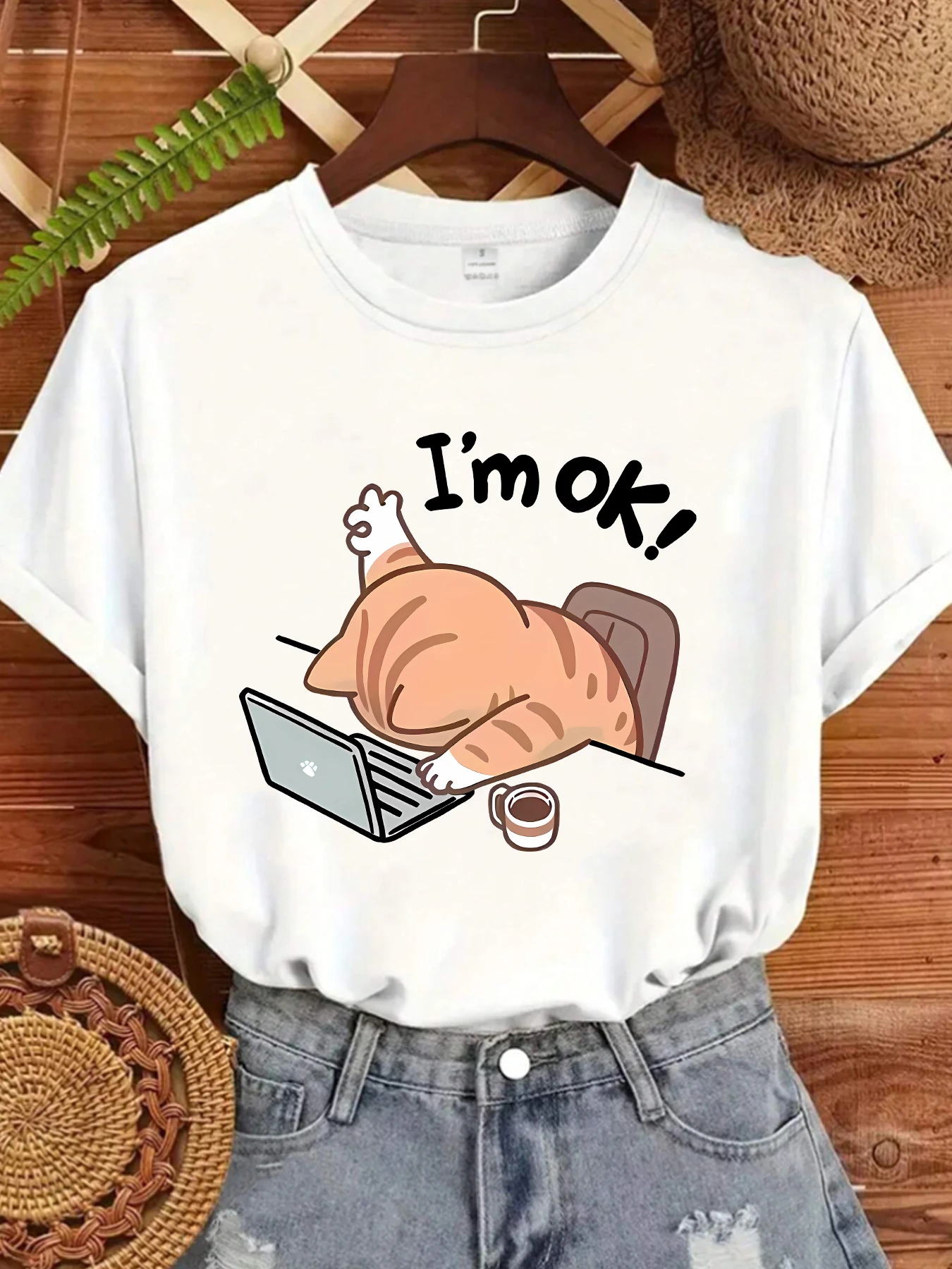 

Summer fashion printed T-shirts women casual short-sleeved shirts wild round neck T-shirts comfortable and soft stretch T-shirts