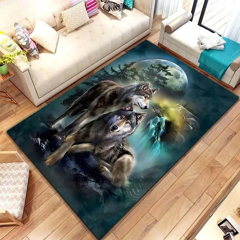 Psychedelic Wolves Wild Animals Print Carpet Home Living Room Bedroom Floor Mat Doormat Non-slip Rug Bathroom Carpet Alfombra
