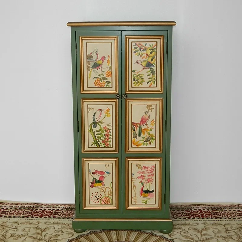 Mediterranean shoe cabinet small apartment entrance hall entrance cabinet living room storage antique painted decoration