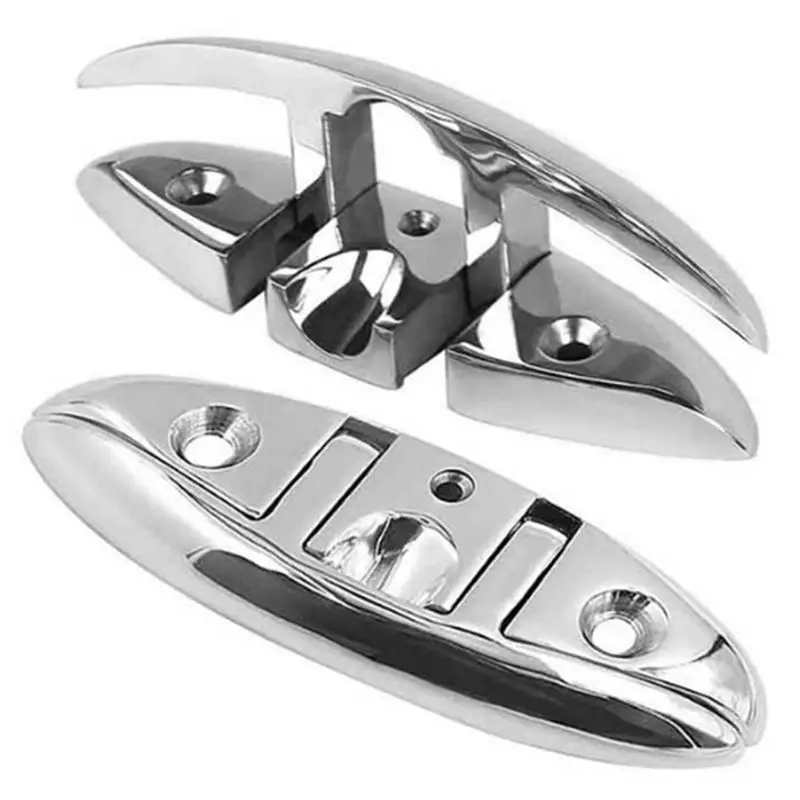 Pre-Drilled 5-Inch Boat Deck Foldable Cleat Removable Polished Glossy Kayak Yacht Mooring Cleats Part
