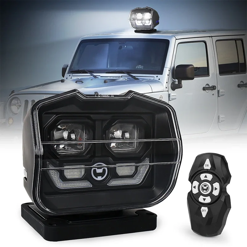 OVOVS 10-30V 60W Remote Searchlight Boat Remote Control LED Spotlight Truck Car Marine