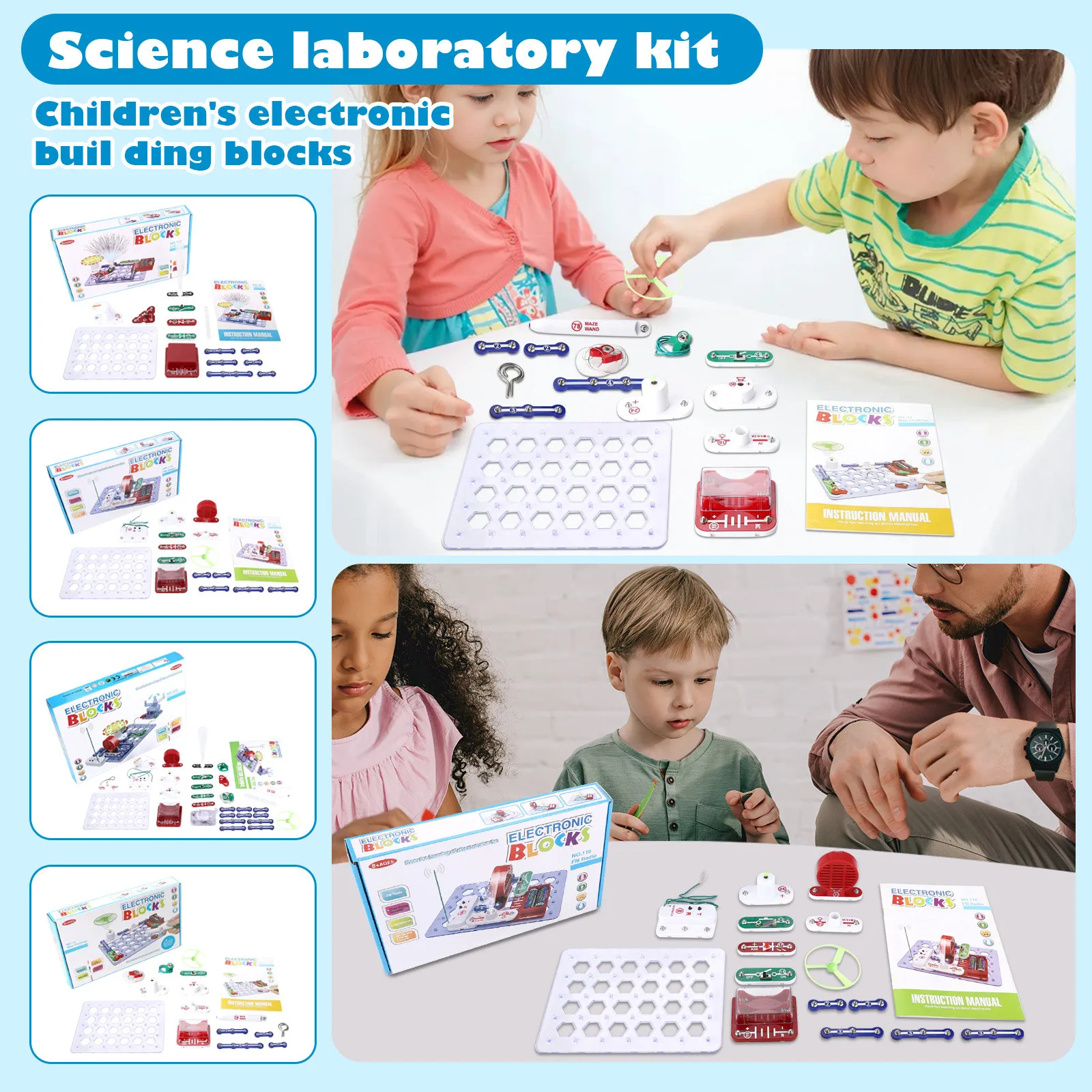 

4 Styles Electronic Construction Kits Physical Circuit Science Experiment Toys