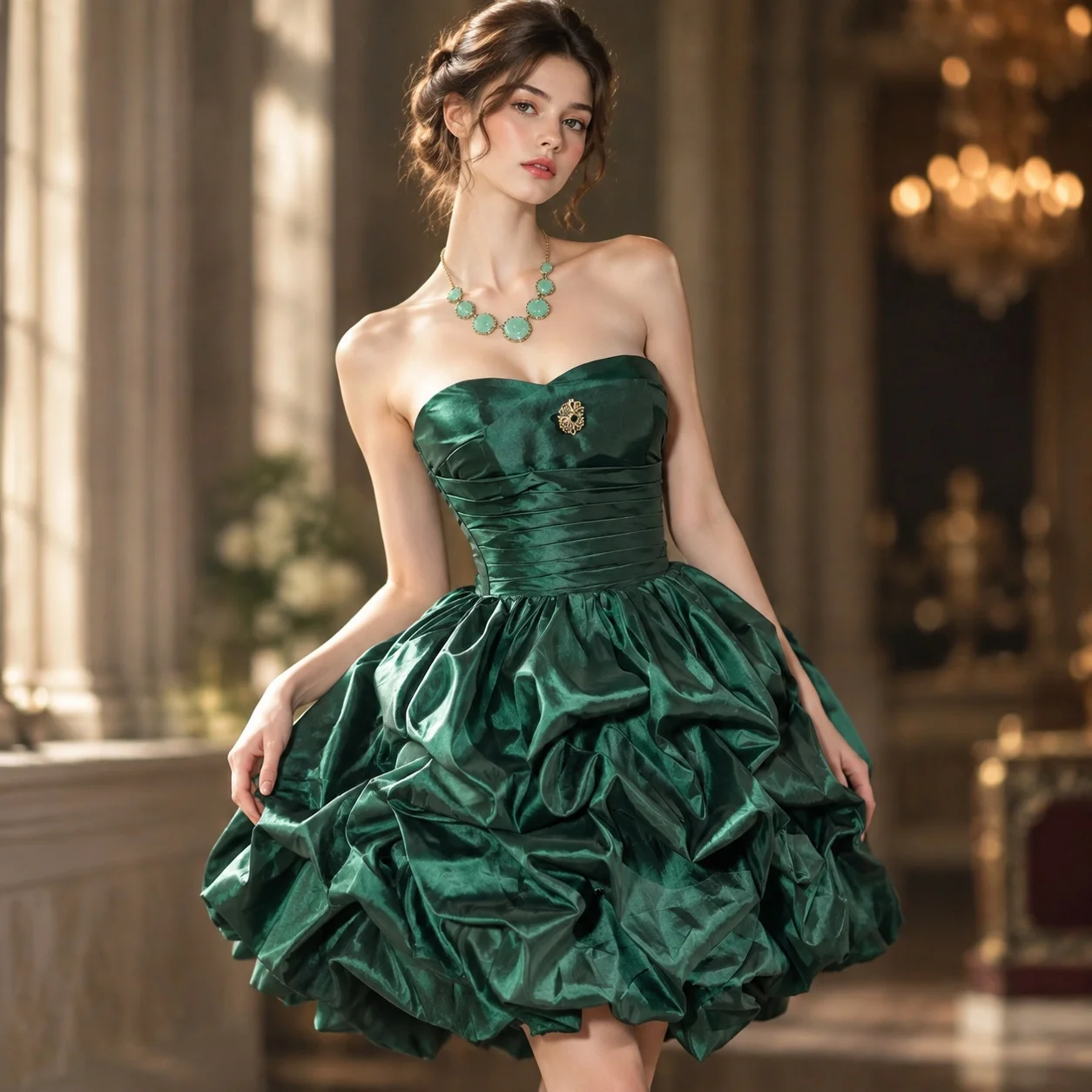 Original Design Puffy Skirt Silhouette Skirt Short Length with Gown Retro Pleated Dress Pleated Dress for Women