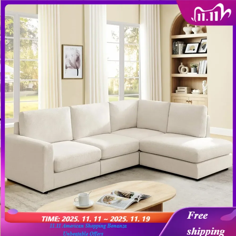 

100" L Shaped Cloud Modular Sectional Sofa Couch Oversized Chaise Lounge Ottoman Living Room Furniture Comfortable Design