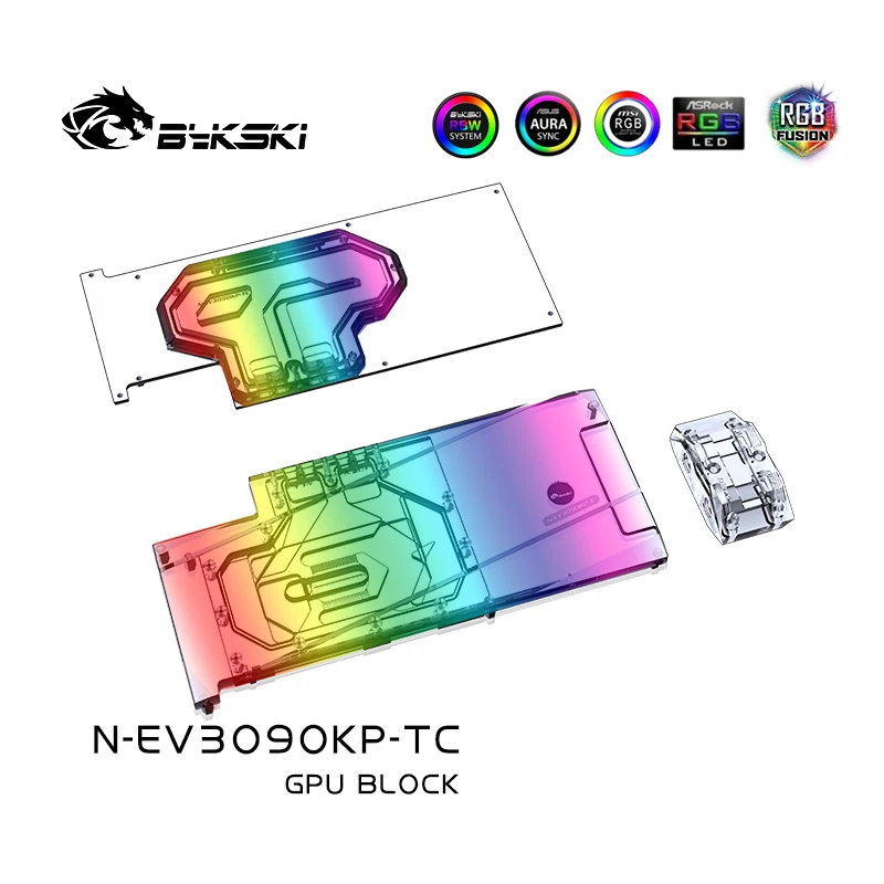 Bykski N-EV3090KP-TC GPU Block for  EVGA RTX3090 Kingpin Hybrid Backplane / Full Cover Water Cooling Video Card Copper Radiator