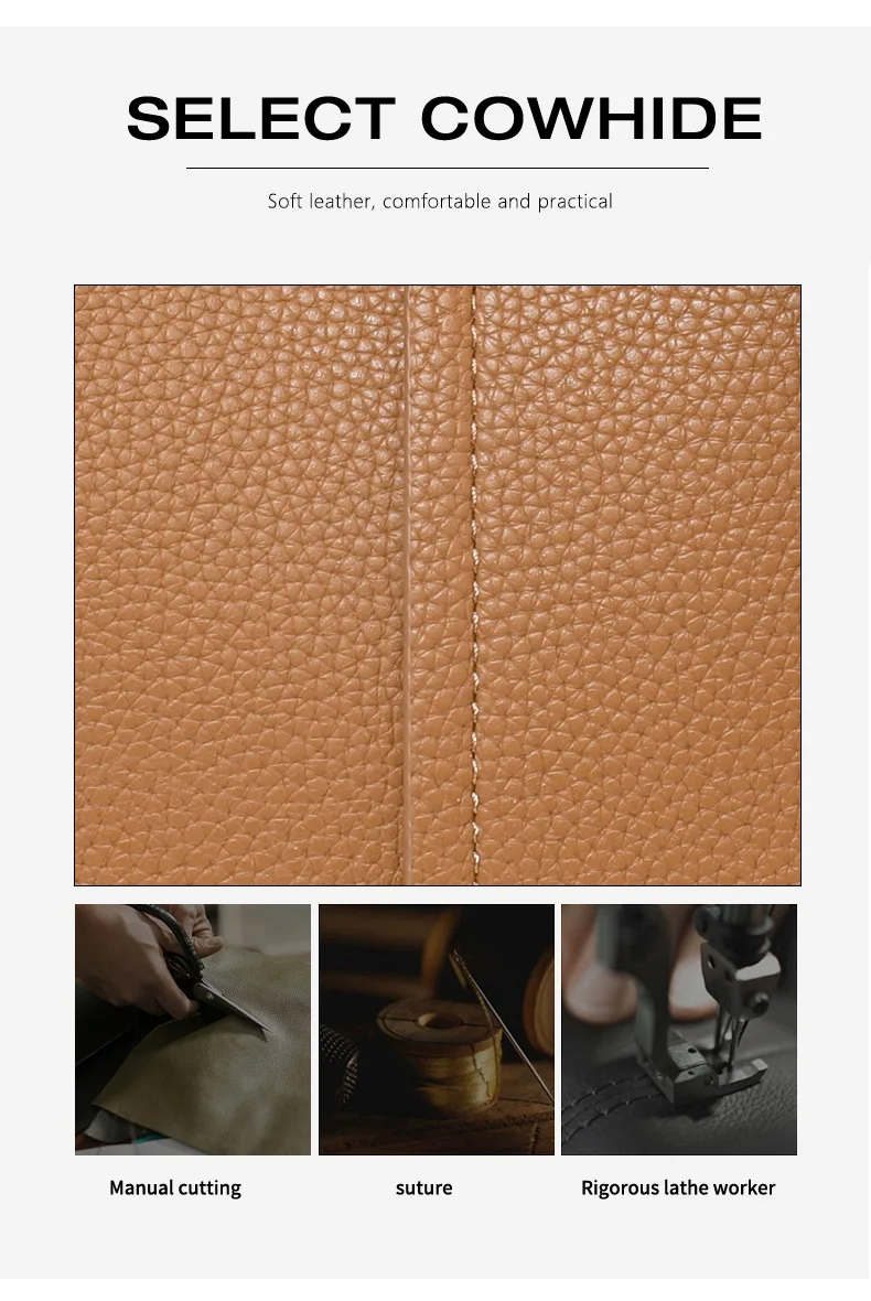 Aidrani Echtleder-Beuteltasche für Damen, Handtasche im Korbstil aus Rindsleder mit Litschi-Muster, vielseitige Umhängetasche für den Arbeitsweg – Detail 8