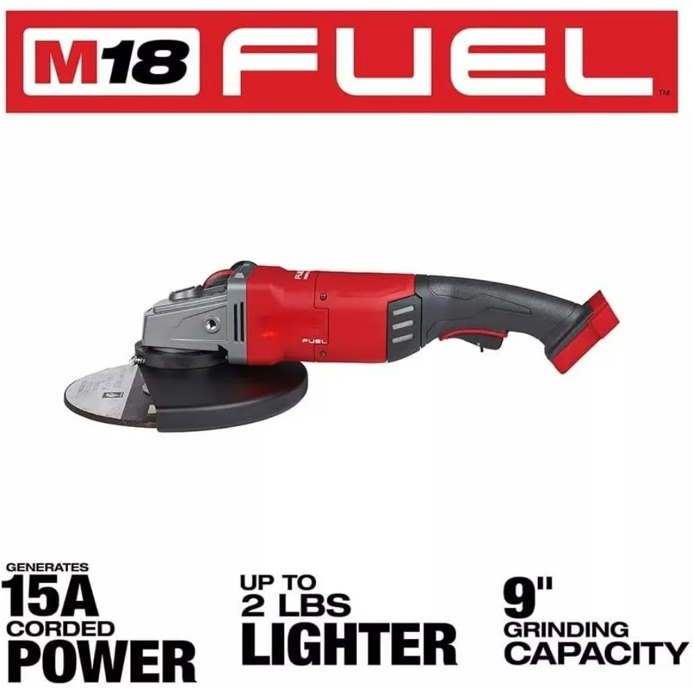 مطحنة زاوية كبيرة 18 فولت ليثيوم أيون 7/9 بوصة مع طاقة 20 أمبير للقطع والطحن عالي التحمل، مثالية للمقاولين والعلاقات العامة #4