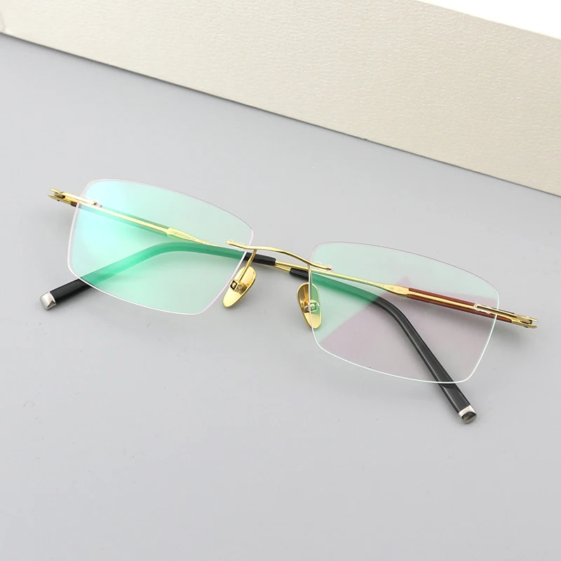 

Fashion Frameless Business Glasses Frame for Men Myopia Reading Eyewear Prescription Optics Women Ultra Light Rosewood Eyeglass