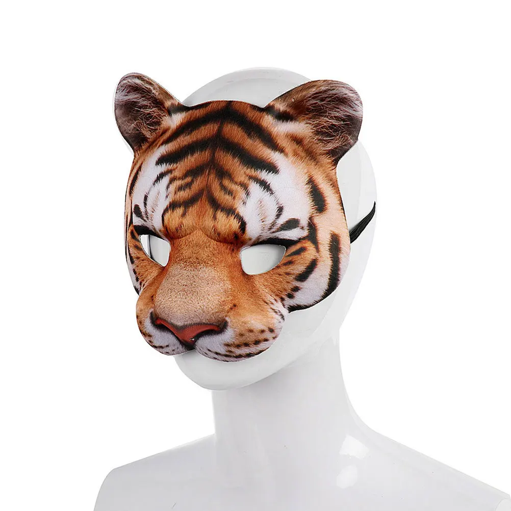 

2 Pcs Tiger Mask Masquerade Costume Realistic Animal Face Vintage Halloween Masks Cosplay Full Make up Miss