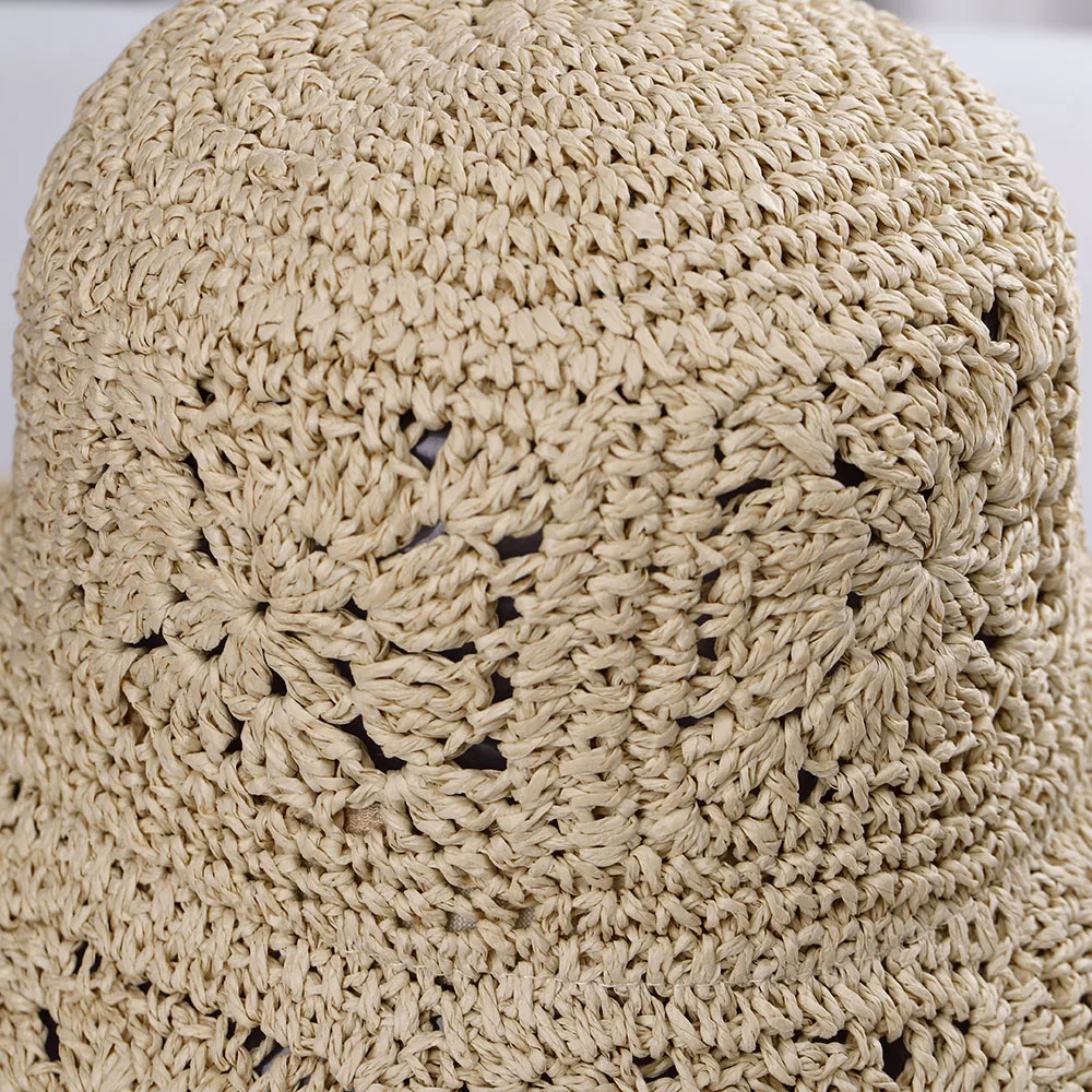 Womens Straw Hats crochet hat bucket hat  UV Protection Sun Visor Beach Hats Women Visors Foldable Female Women Summer Sun hat