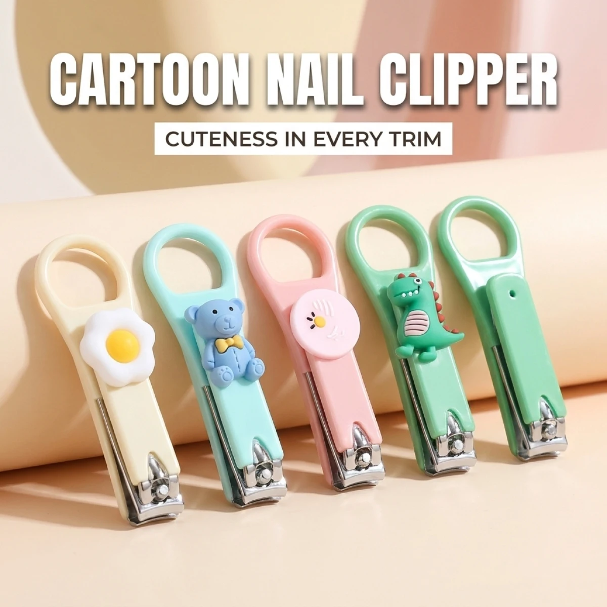 Kawaii Cartoon Nail Clipper,Cute Bear/Dinosaur/Poached Egg Design,Portable Compact Manicure Tool for Kids,Teens&Adults,Great Dai