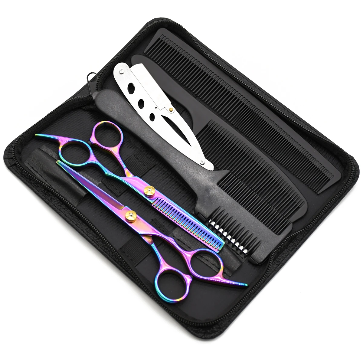 Hair Scissors 6" Japan Stainless Professional Hairdressing Scissors Barber Shop Hair Cutting Scissors Thinning Shears Razor Comb