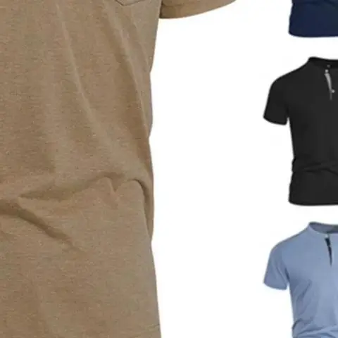 New Men's Short Sleeve Collar Shirts Summer Solid Color Casual Shirt Trendy Breathable Loose Basic Splice Oversize Top