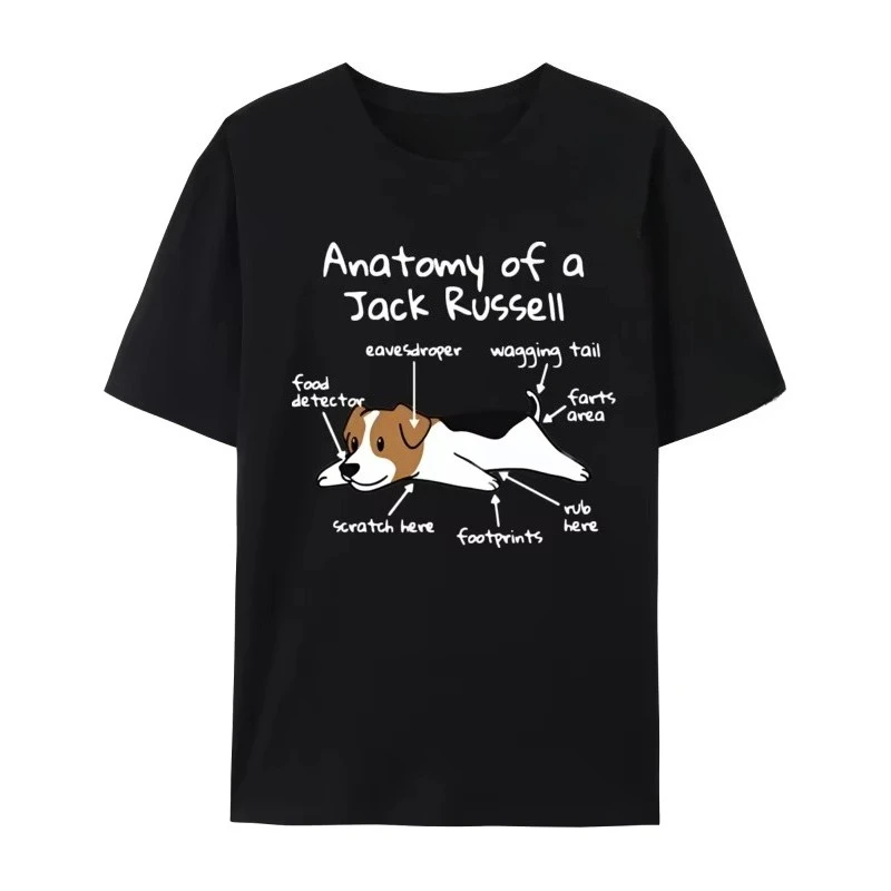 2026 New Anatomy of A Jack Russell Terrier Funny T-shirt Hip Hop 3D Style Cotton Men Top T-shirts Fashion T S