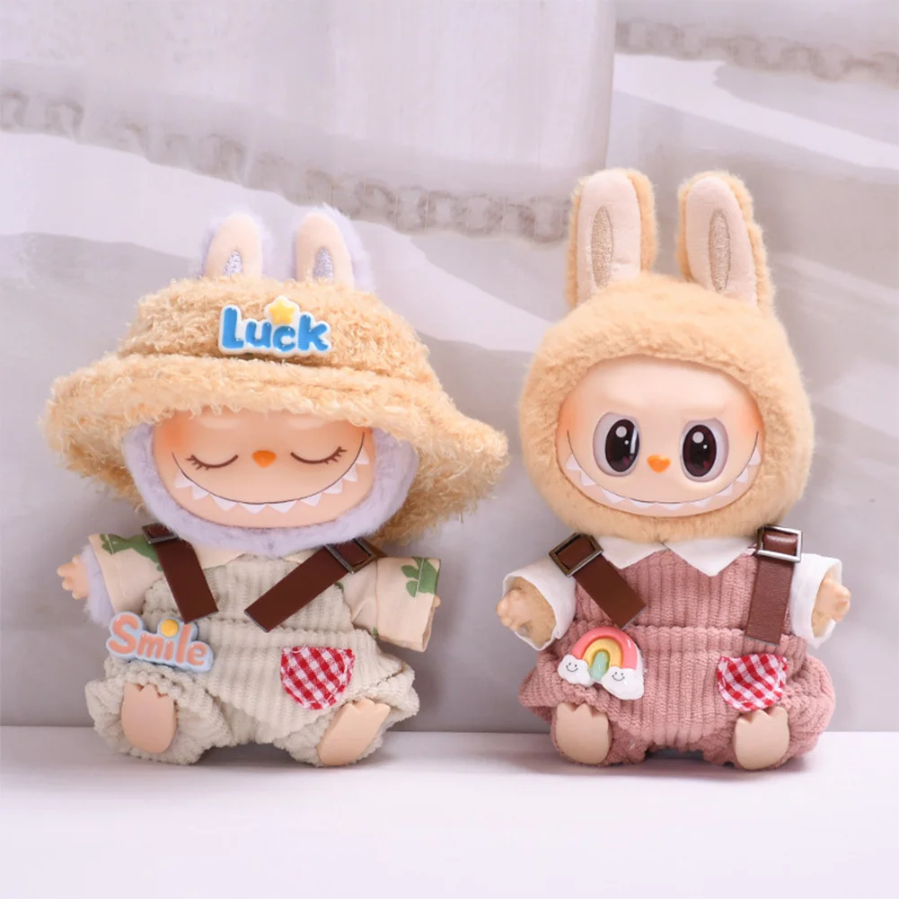 17cm Mini Plush Doll'S Clothes Outfit Dolls Accessories for Korea Kpop Exo Labubu Idol Rainbow Overalls Set Clothing Gift