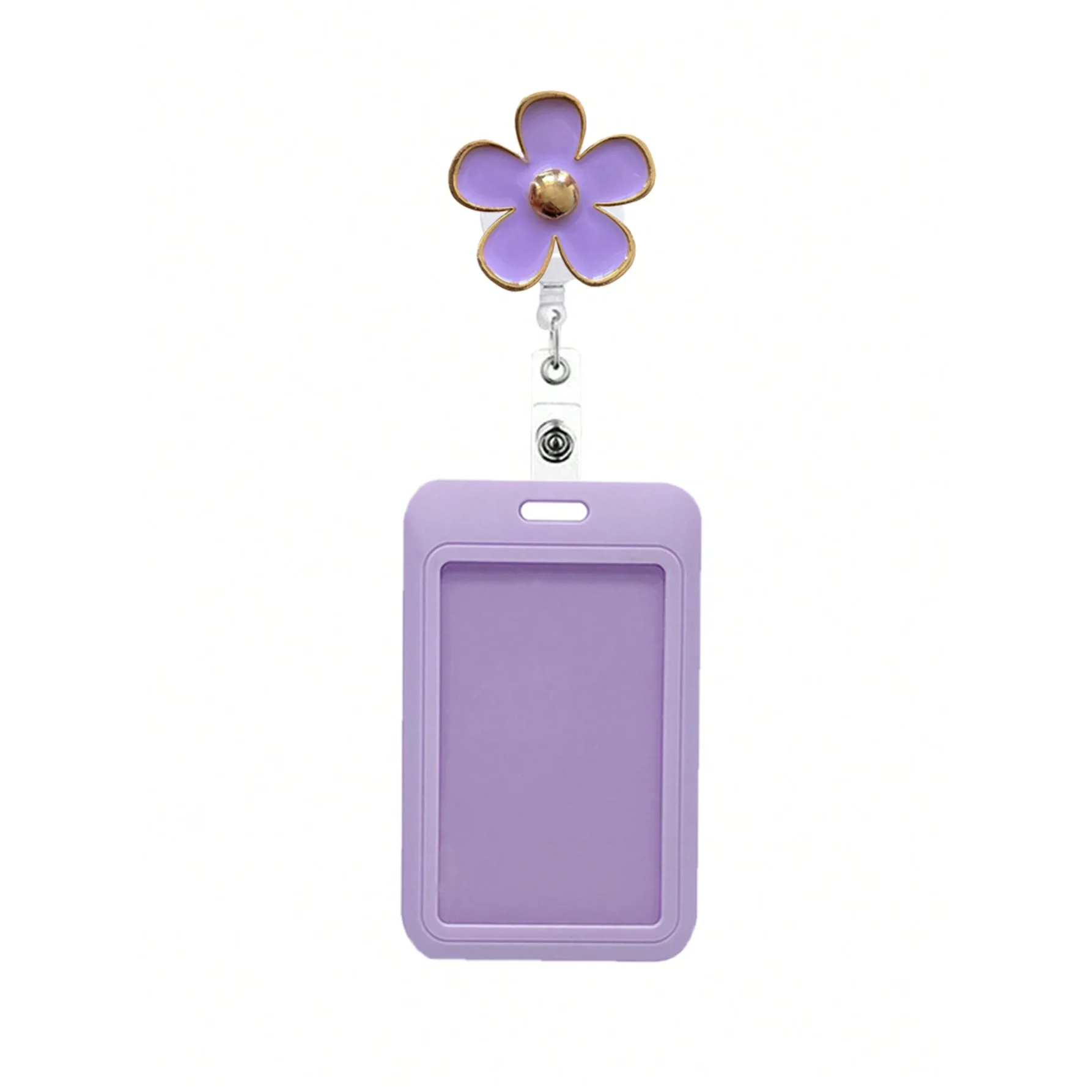 Cute Badge Holder Retractable Badge Clip Colorful Flower badge Reel with ID Card Holder for Nurse Office Hospital Supplies