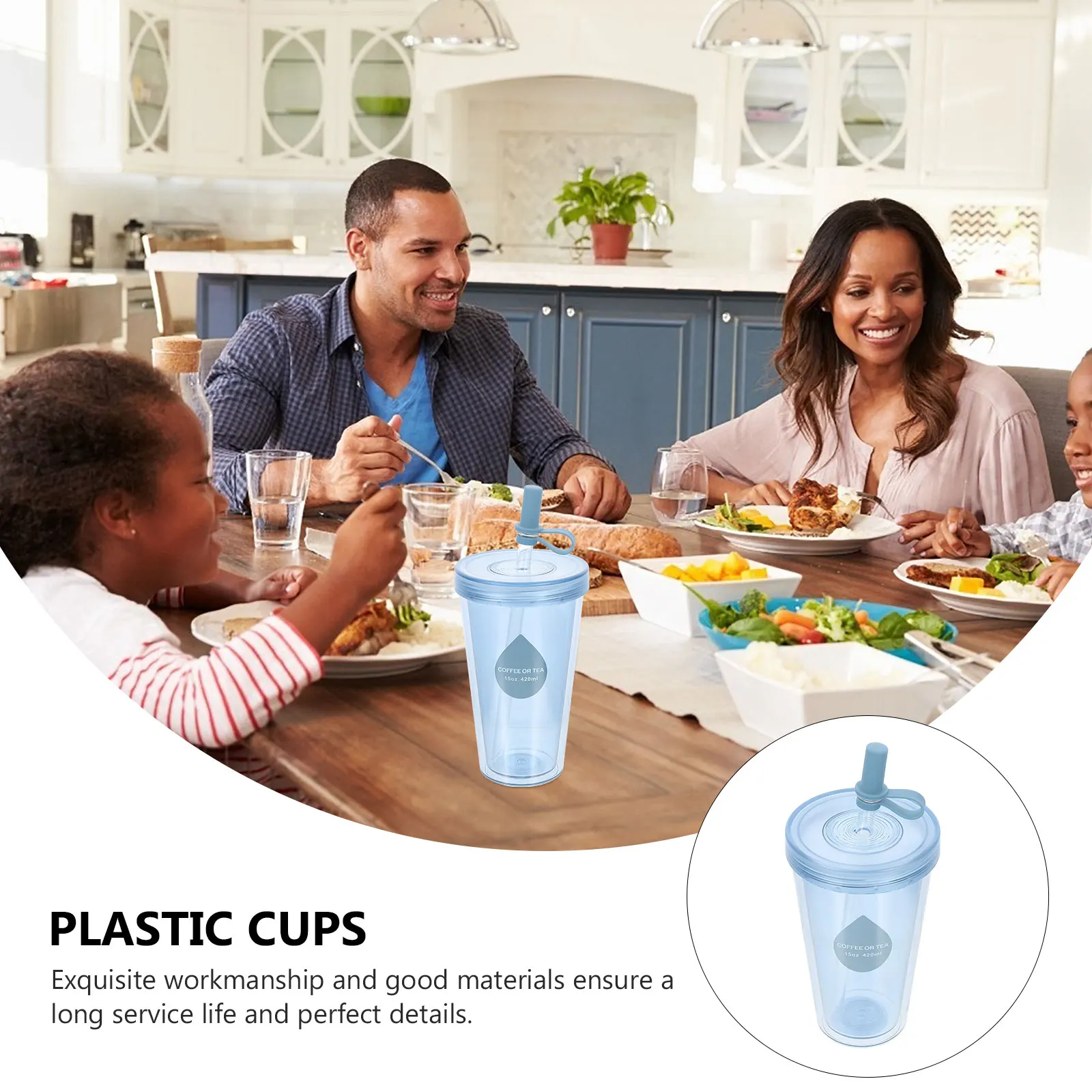 

Plastic Straw Cup for Tea Coffee Milk Juice Smooth Portable Mugs Kids Bottles Easy Clean Storage Outdoor Premium