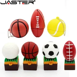 Jaster Futebol USB Flash Drives, Memory Stick de Basquete, Bola de golfe Pen Drive, Pendrive Tênis, Presente Criativo, 16GB, 32GB, 64GB, 128GB