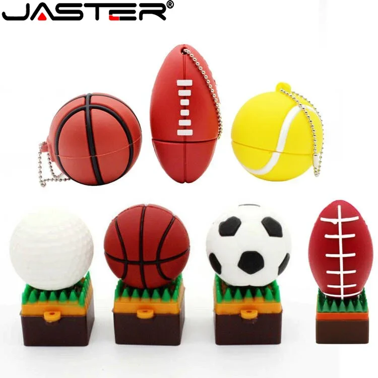 JASTER Football USB Flash Drives 128GB Basketball Memory Stick 64GB Golf Ball Pen Drive 32GB Tennis Pendrive 16GB Creative Gift