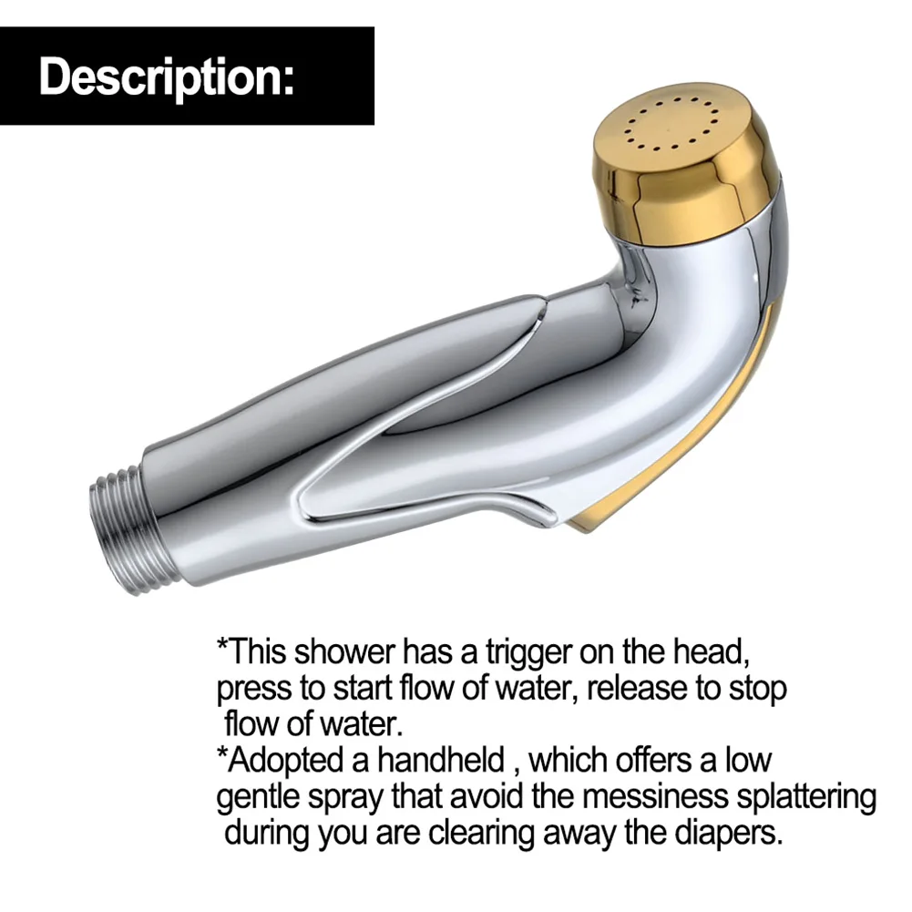 Trigger-Operated Handheld Bidet Spray Head Compatible with G1/2 Shower Hose for Toilet Sanitation and Utility Rinsing
