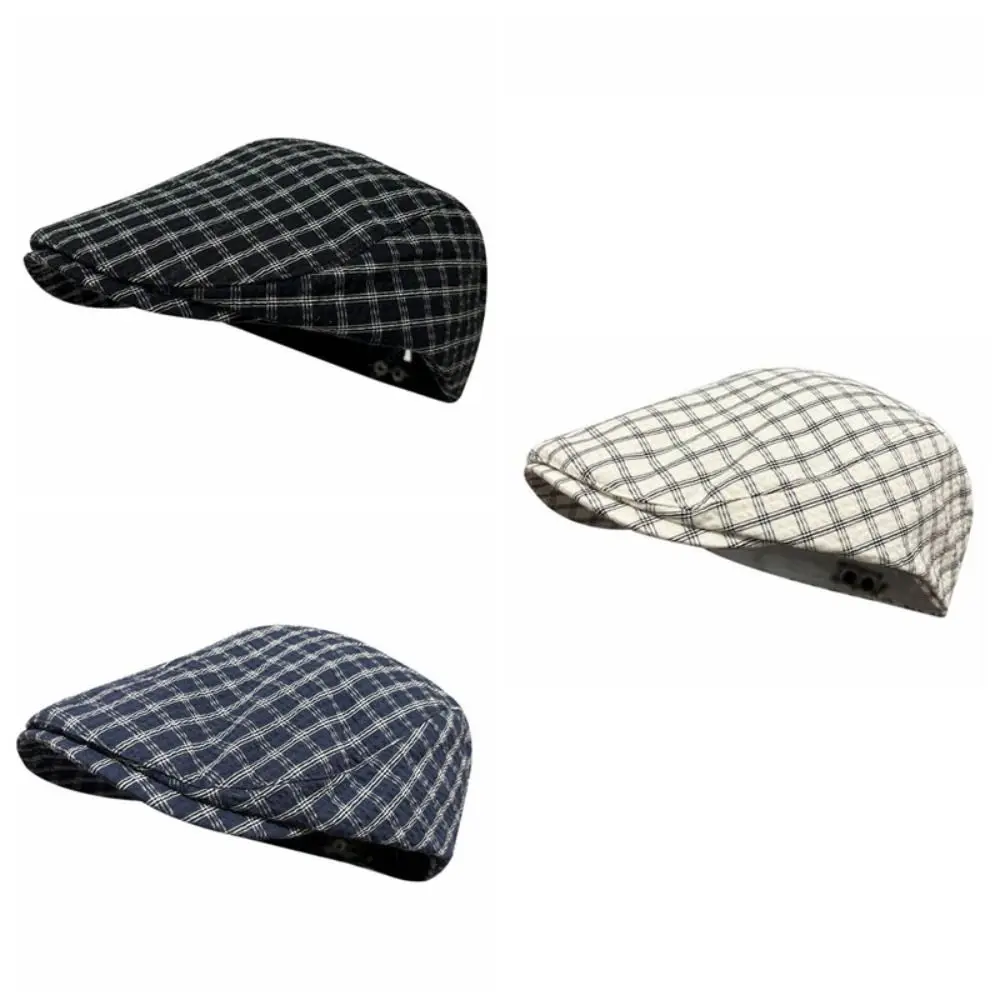 Fashion Forward Cap Plaid Berets Koreanischen Stil Y2k Newsboy Caps Flache Gesicht Abnehmen Maler Hut Damen