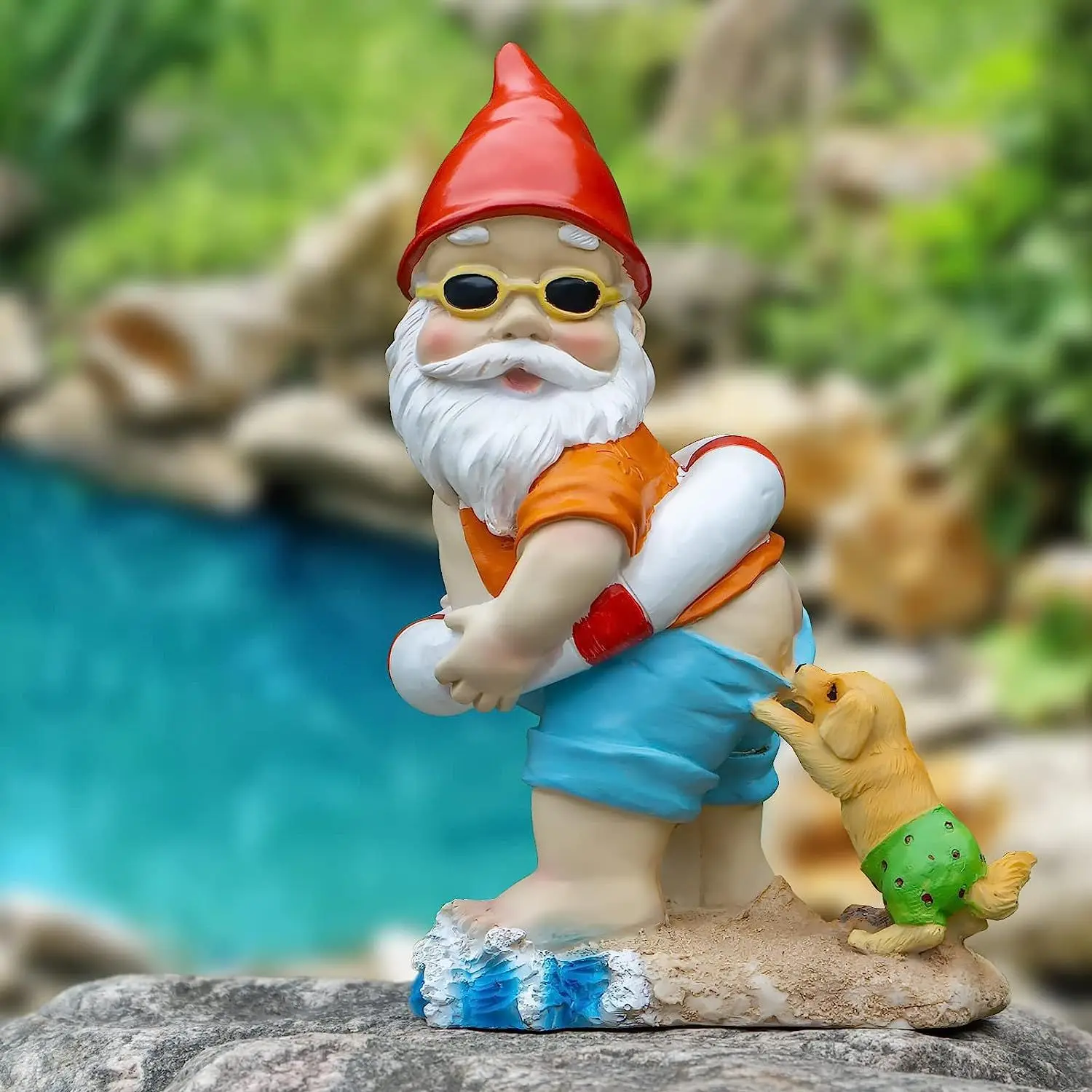 Dwarf Resin Crafts Garden Sculpture Home Decorations Beach Old Man Riding Motorcycle Statue Gardening Decorations Ornament