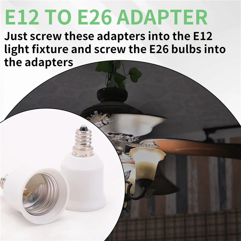 

ABAE-48 Pack E12 To E26 Adapter E12 Light Socket To Medium Base E26 E27 Converter Light Socket Adapter Chandelier Socket
