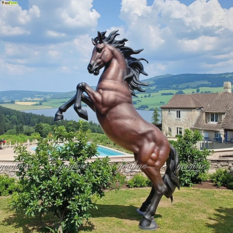 YOUFINE 300cm Garden Decor Large Copper Brass Bronze Big Jumping Horse Statue Sculpture