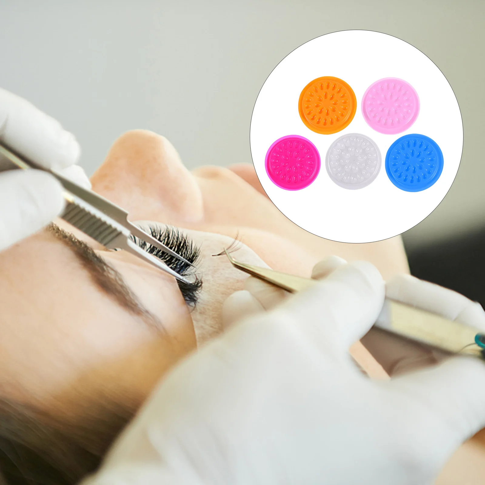 20 pçs suporte de almofada de cola de cílios compacto portátil bandeja de extensão de cílios para ligação de tinta de pigmento ferramenta organizadora de cílios postiços